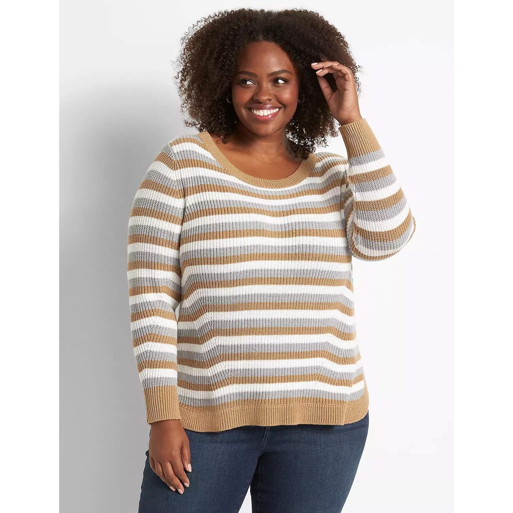 Lane Bryant Womens Striped Knit Sweater Plus‎ Size 18/20 Long Sleeve NWT